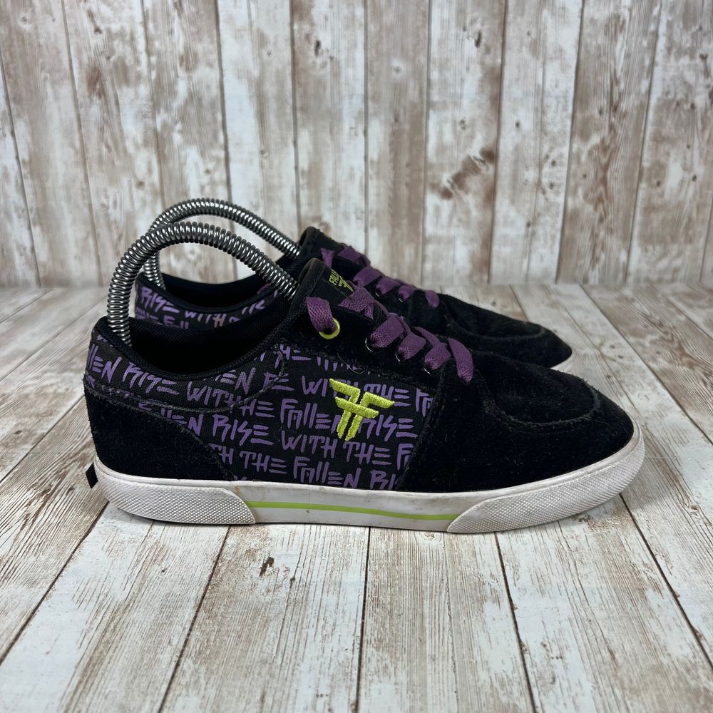 Fallen Kids Skate Shoes Rise With The Fallen Black Purple Suede Sneakers‎ US 5